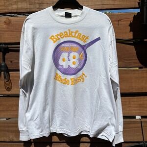 Best Long Sleeve Shirt Mens XL White Good Breakfast Made Easy Graphic T-Shirt
